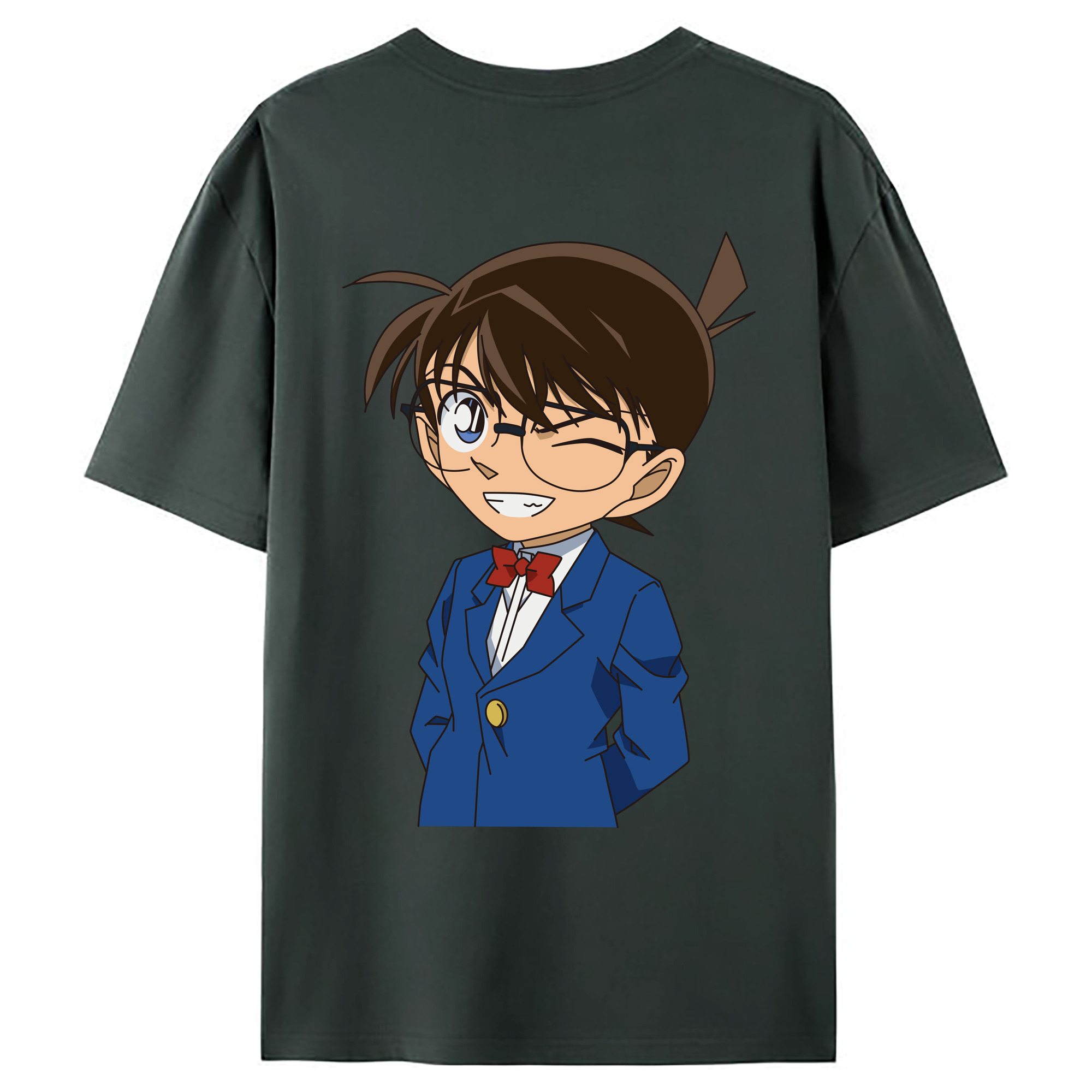 （画像用） 名探偵コナン 江戸川 コナン Detective Conan Conan Edogawa 綿100％ メンズ半袖Tシャツ（バックプリント） 通気性